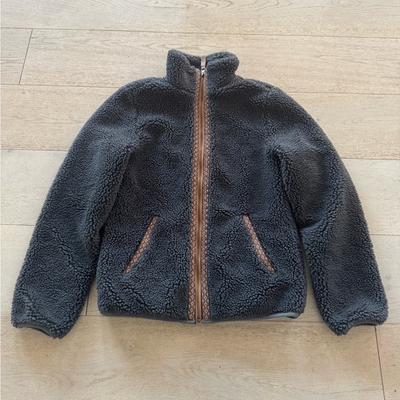 Faherty Ashbury High Pile Full Zip Sherpa Fleece Jacket Washed gray S - Picture 6 of 9